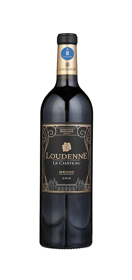 Chateau Loudenne Medoc Bordeaux 2016 wine bottle with elegant label design.