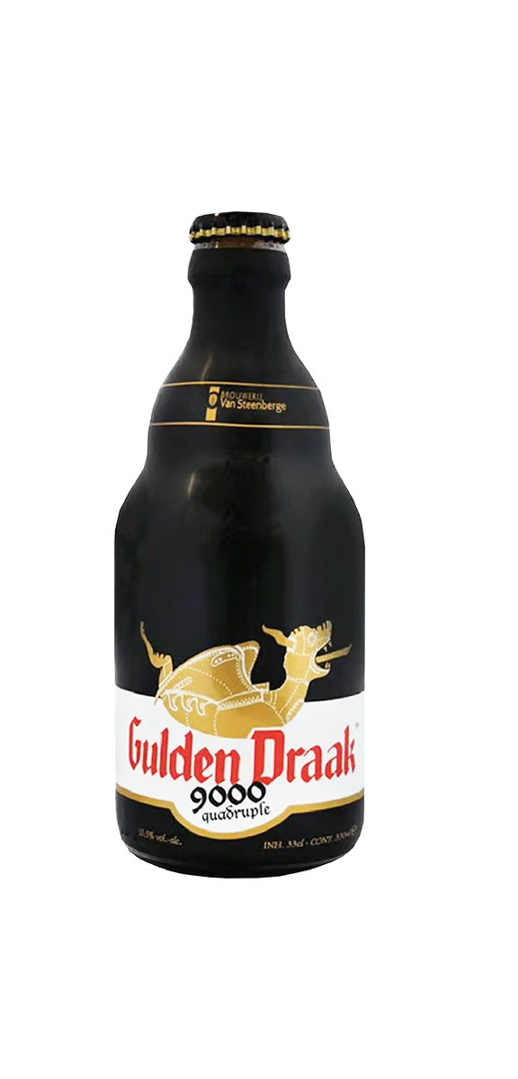 Draak 9000 Quadruple Gulden Belgian Ale beer bottle, 10.5% alcohol, 330 ml.