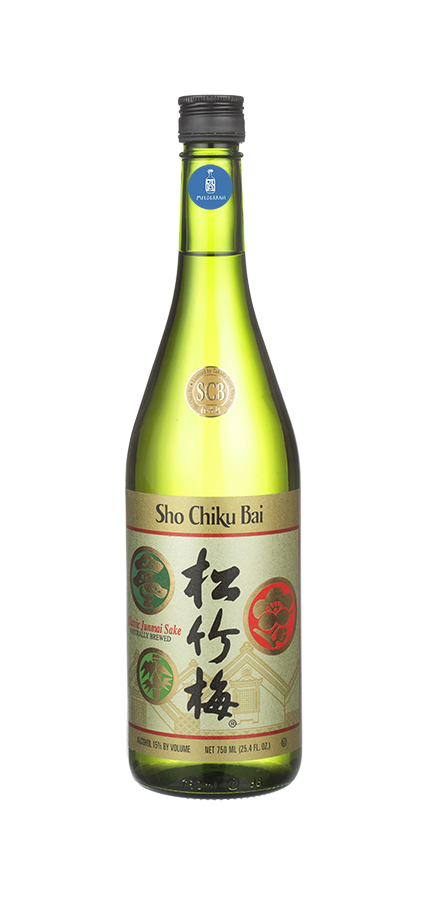 Sho Chiku Bai Classic Junmai Sake 750ml bottle with floral and citrus notes.