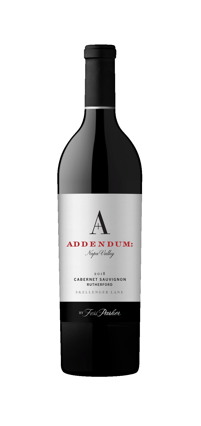 Skellenger Lane Addendum Cabernet Sauvignon 2018 wine bottle, Napa Valley, full-bodied red with low sweetness, aged in French oak.