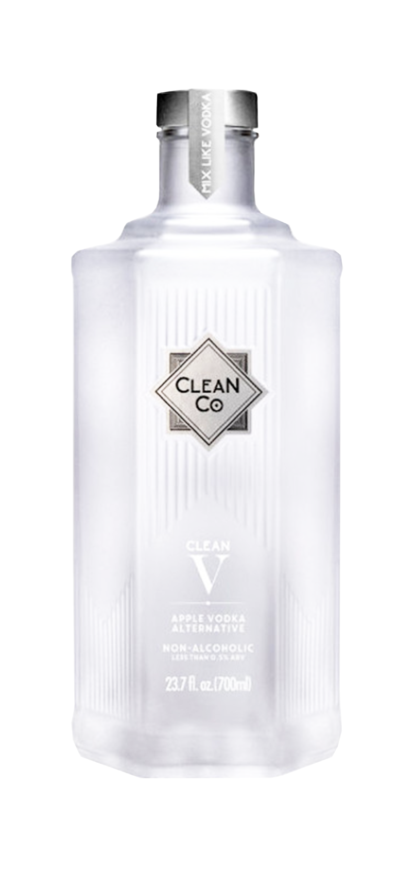 CleanCo Clean V Non-Alcoholic Vodka Alternative bottle, 700ml, vegan, gluten-free, low-calorie.