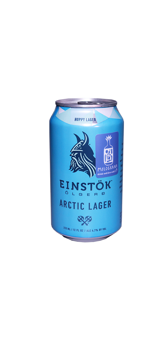 Einstok Icelandic Arctic Lager can, 330 ml, light-bodied American all-malt lager with Citra hops, 4.7% alcohol.