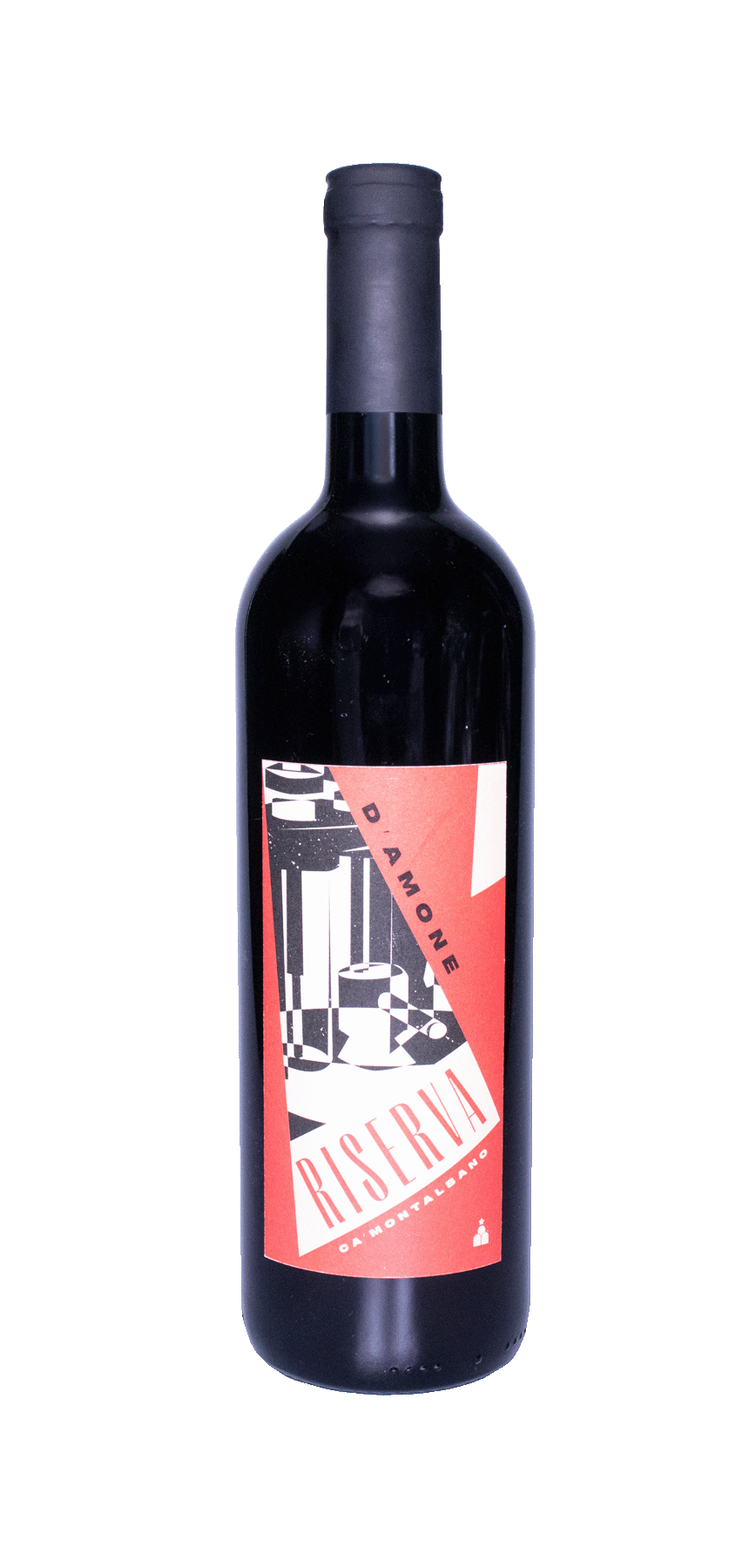 D'Amone Riserva Ca'Montalbano 2020 red wine bottle.