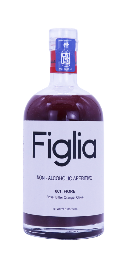 Non-alcoholic Figlia Aperitivo bottle with herbal and fruity notes, 750ml.